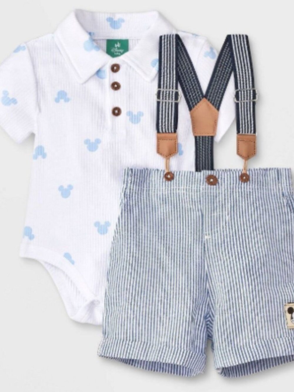 NWT Disney Mickey Mouse Baby Boy 2pc Outfit 0-3 Months Bodysuit & Shorts Set